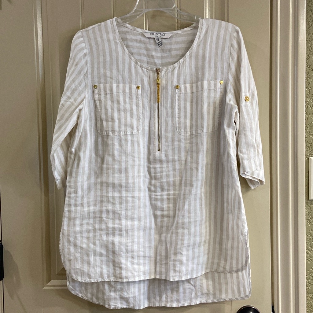 100 Linen Blouse By Ellen Tracy Brand Euc